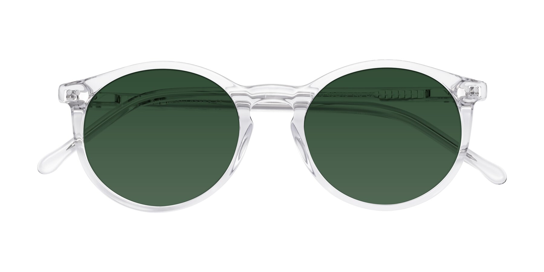 Folded Front of Echo in Clear with Green Tinted Lenses
