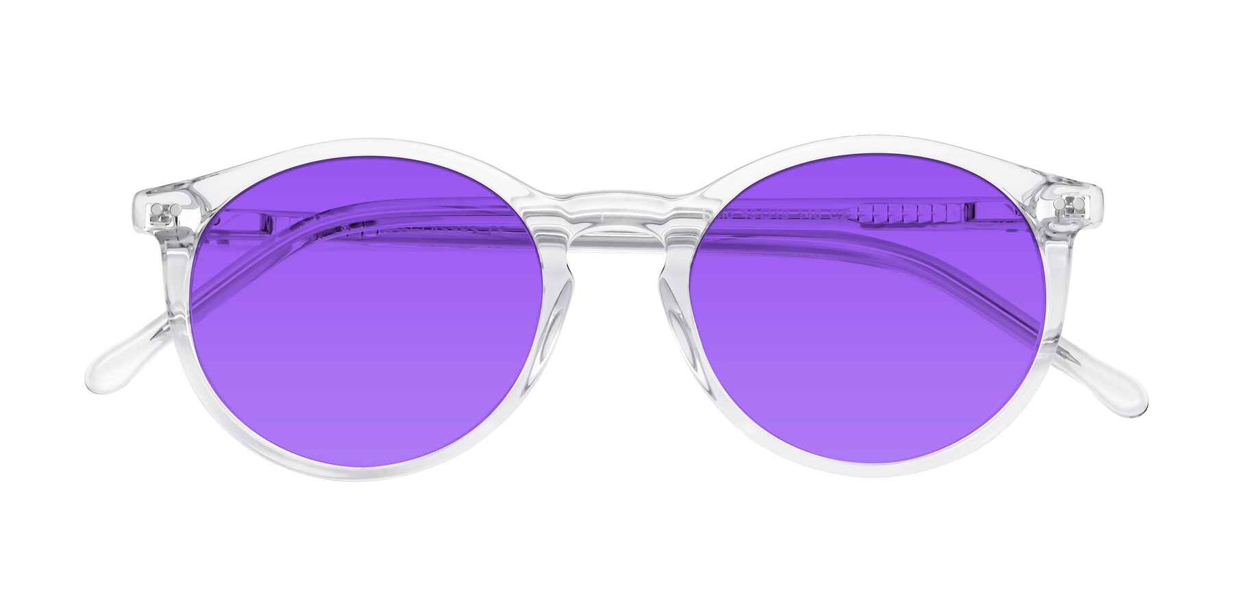 Folded Front of Echo in Clear with Purple Tinted Lenses