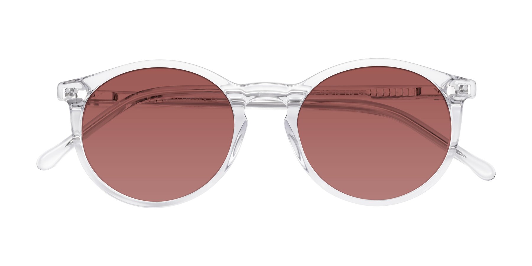 Folded Front of Echo in Clear with Garnet Tinted Lenses