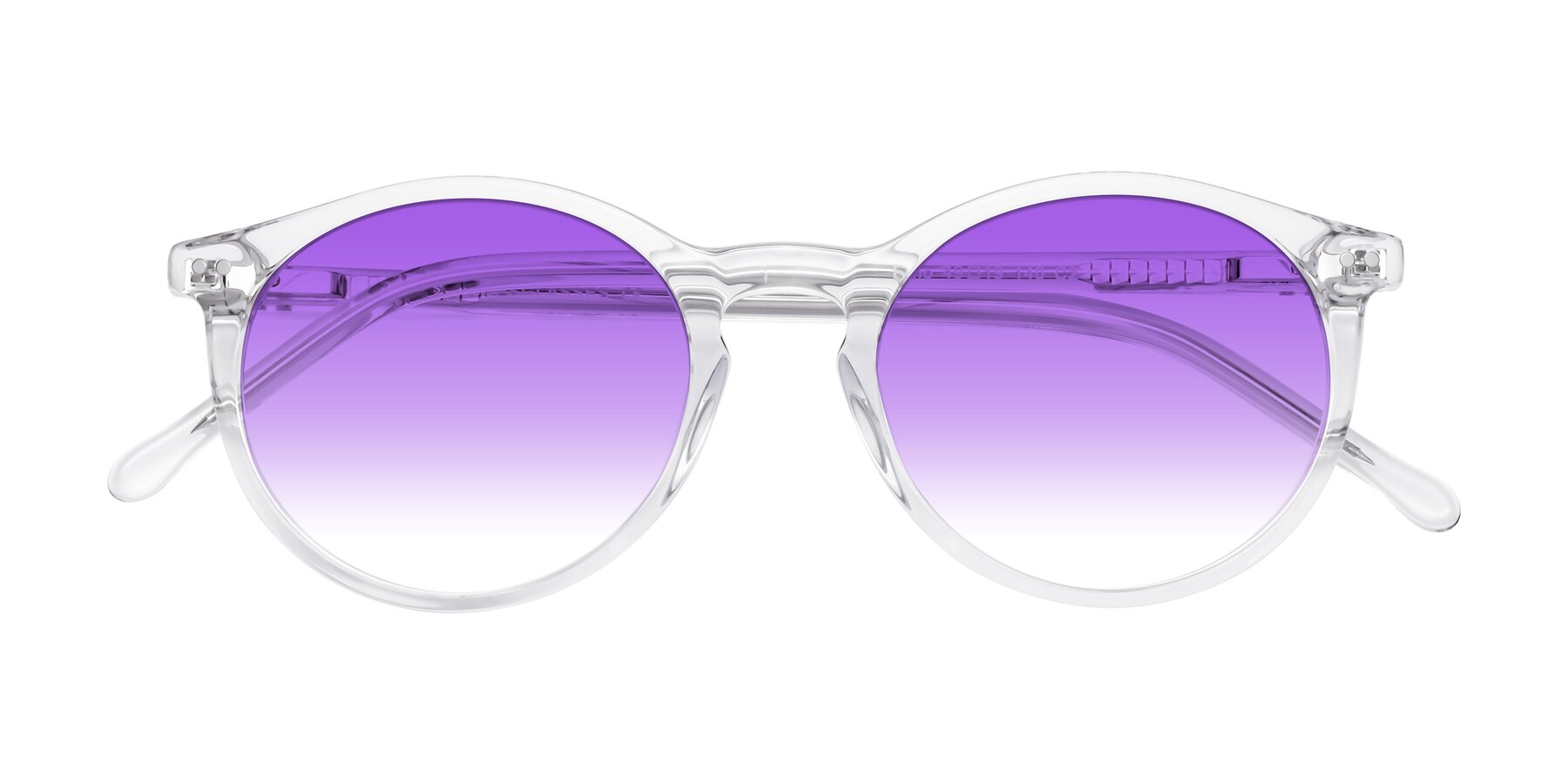 Folded Front of Echo in Clear with Purple Gradient Lenses