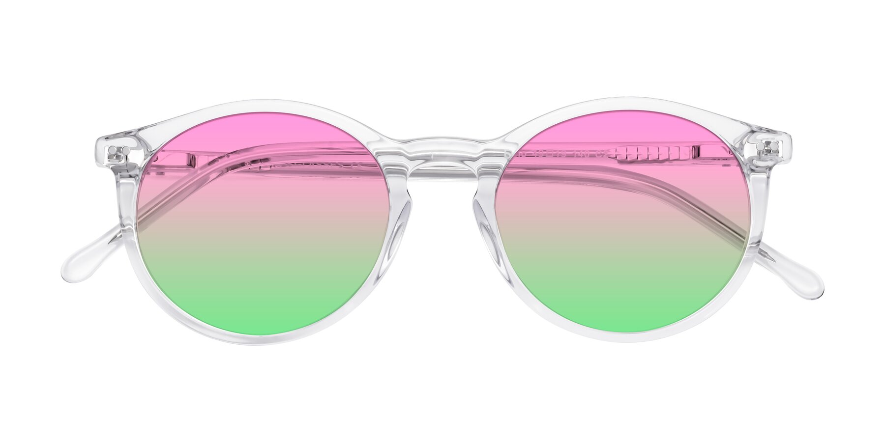 Folded Front of Echo in Clear with Pink / Green Gradient Lenses