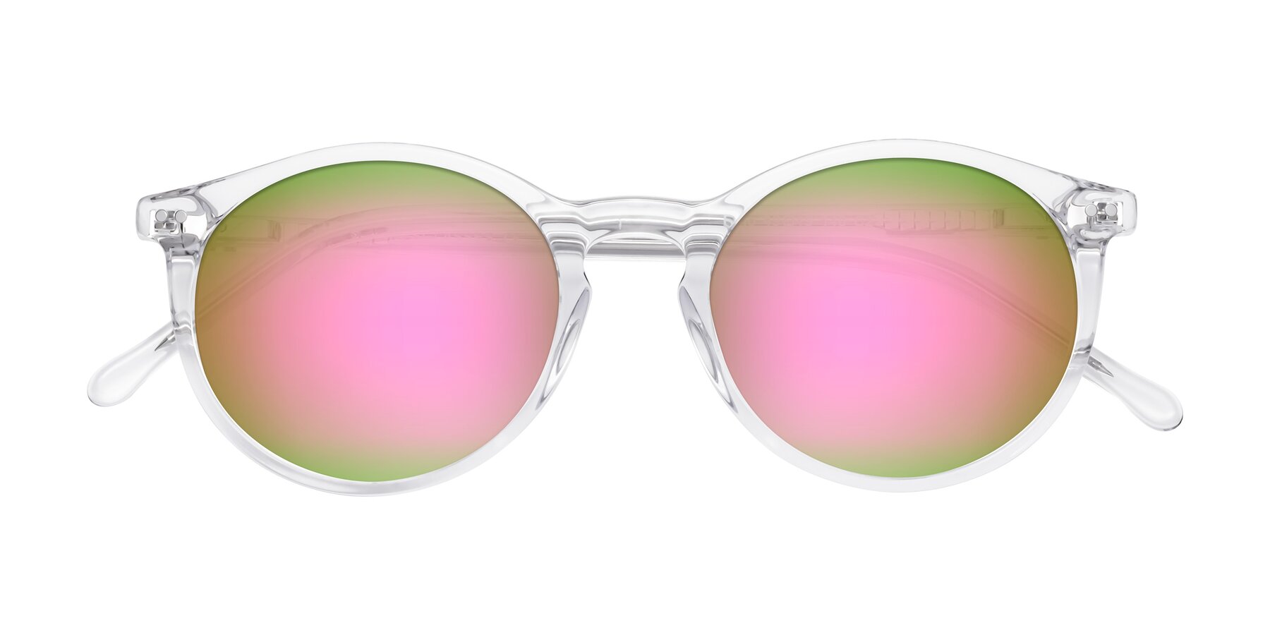 Folded Front of Echo in Clear with Pink Mirrored Lenses