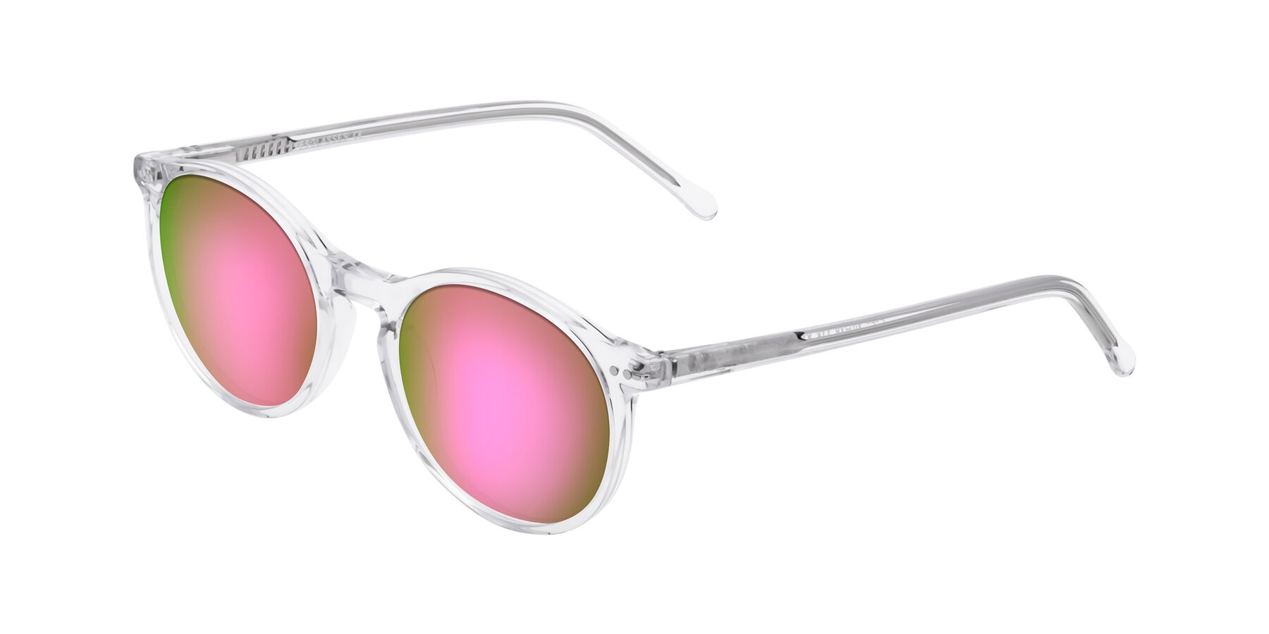 Angle of Echo in Clear with Pink Mirrored Lenses