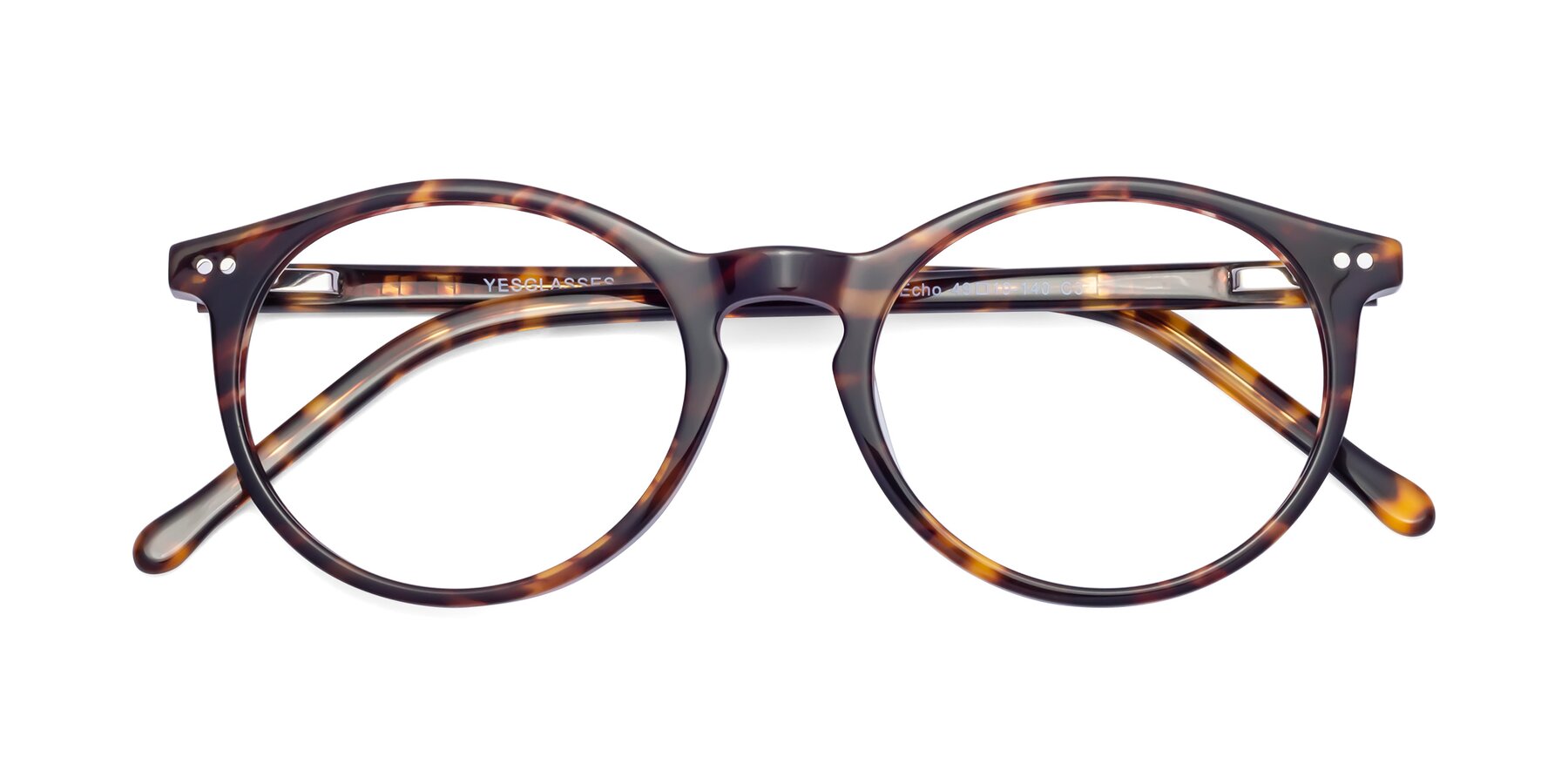 Folded Front of Echo in Tortoise with Clear Reading Eyeglass Lenses