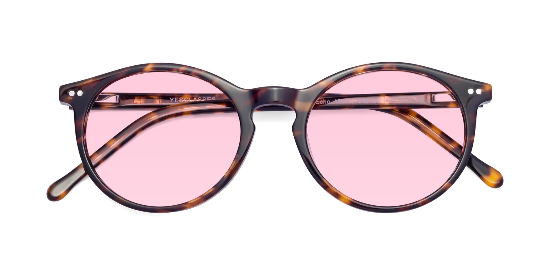 Folded Front of Echo in Tortoise with Light Pink Tinted Lenses
