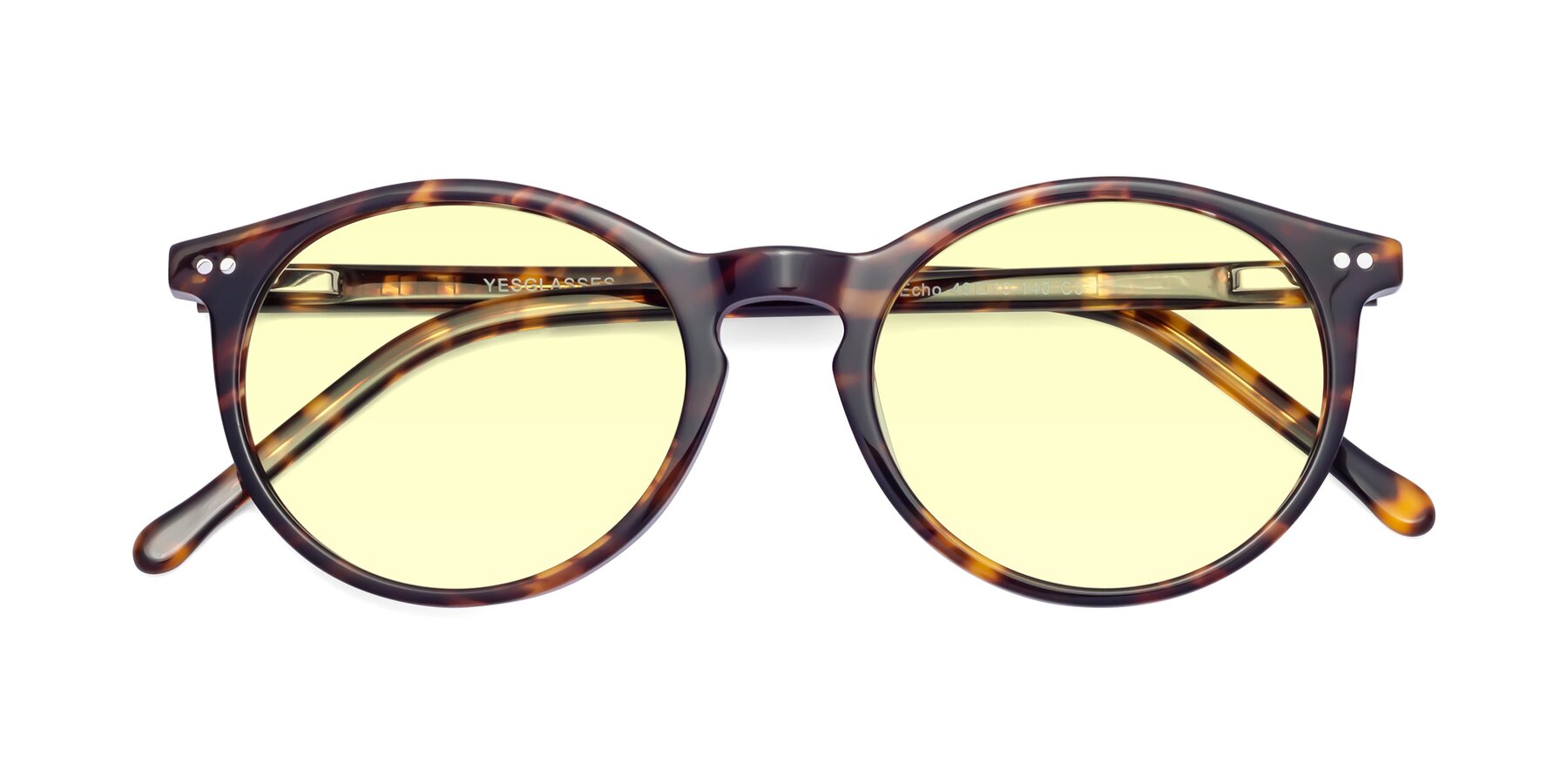 Folded Front of Echo in Tortoise with Light Yellow Tinted Lenses