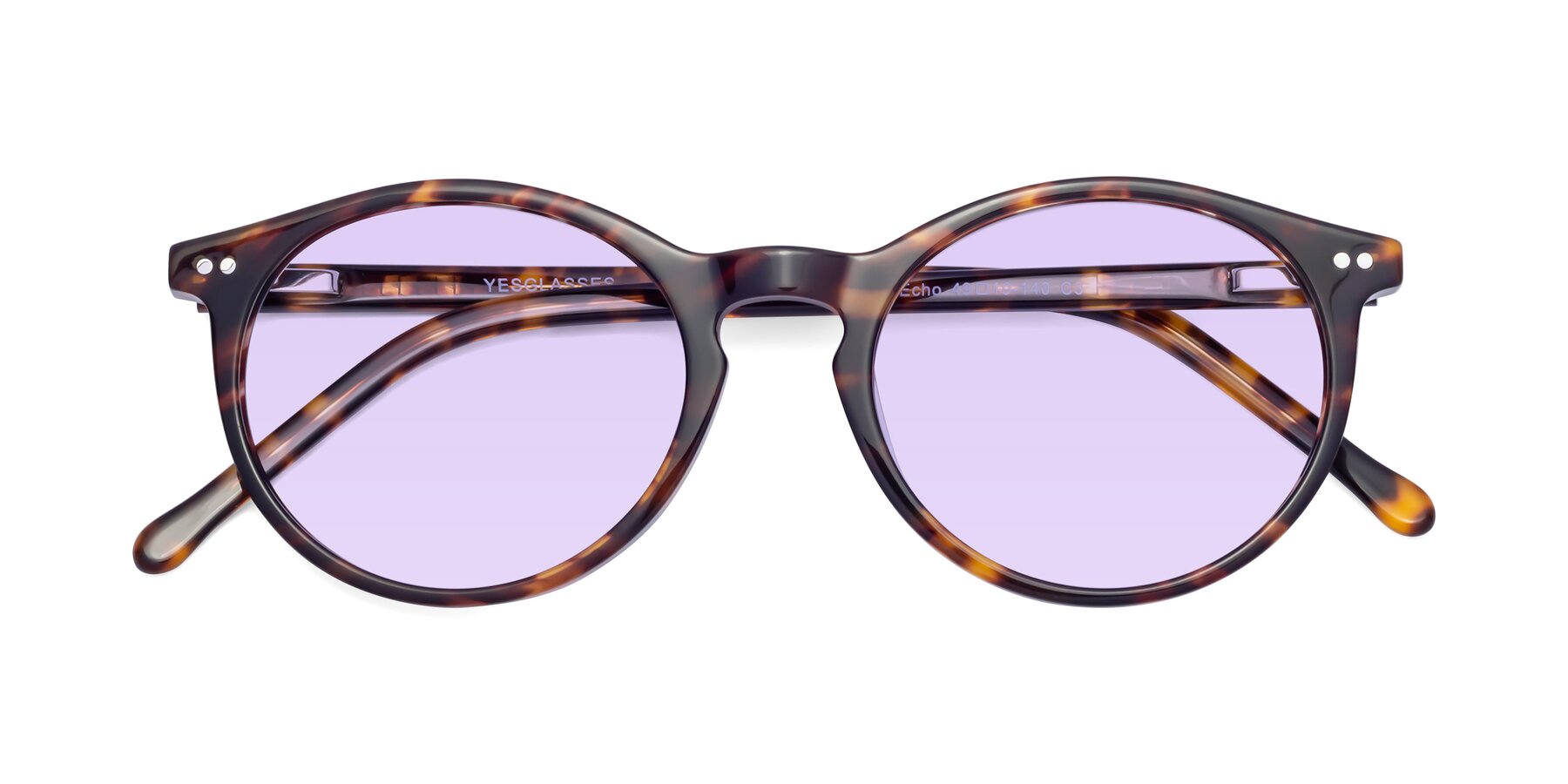 Folded Front of Echo in Tortoise with Light Purple Tinted Lenses