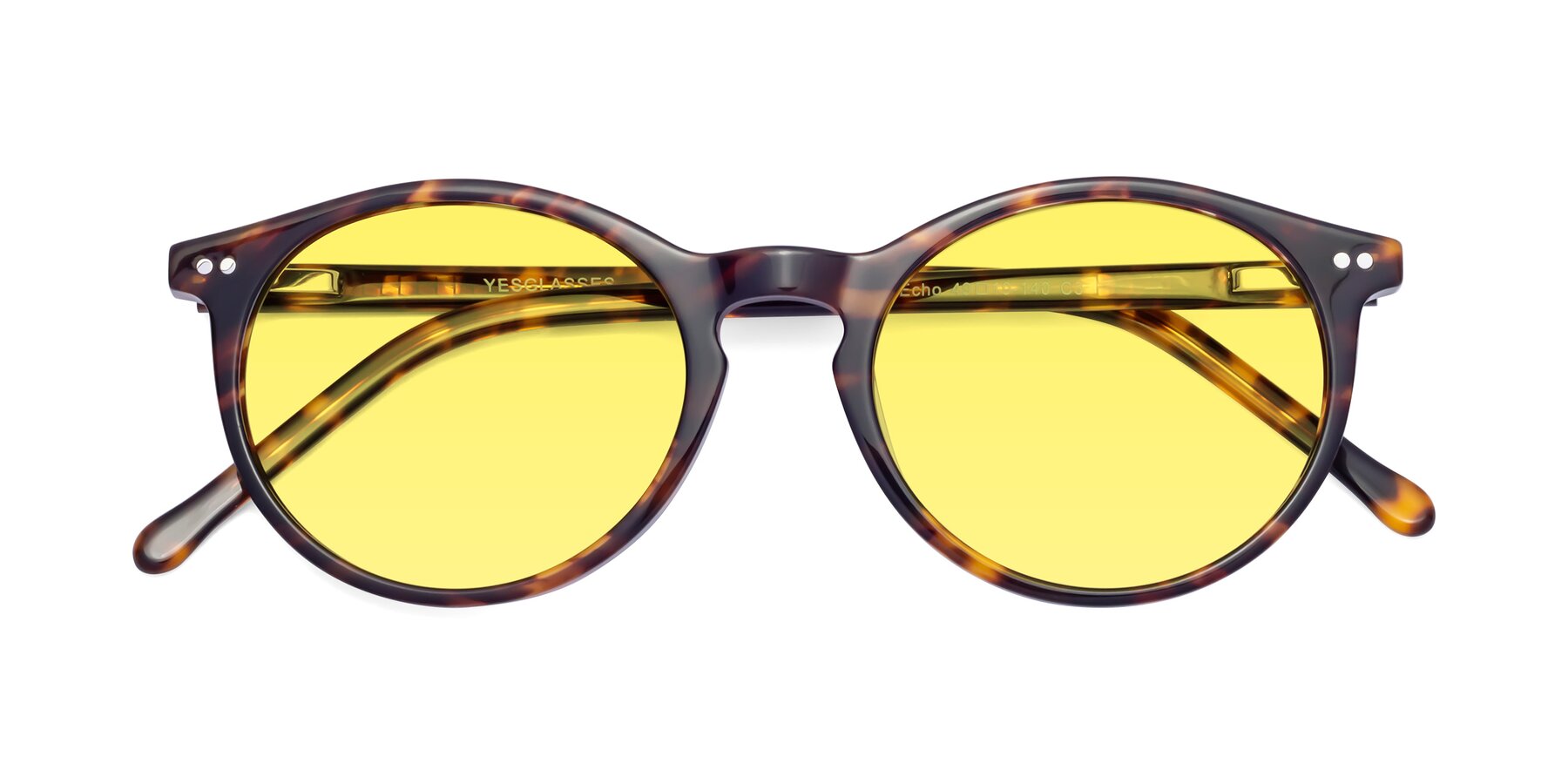 Folded Front of Echo in Tortoise with Medium Yellow Tinted Lenses