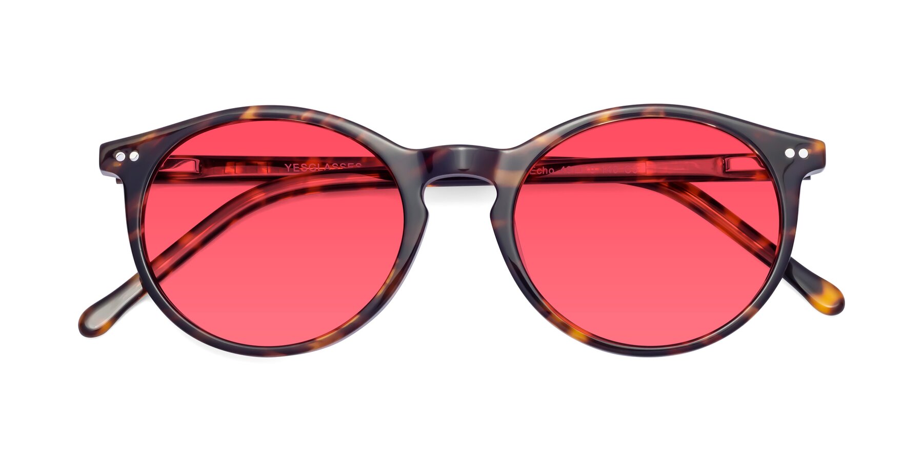 Folded Front of Echo in Tortoise with Red Tinted Lenses