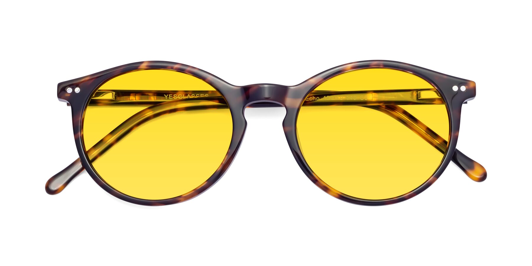 Folded Front of Echo in Tortoise with Yellow Tinted Lenses