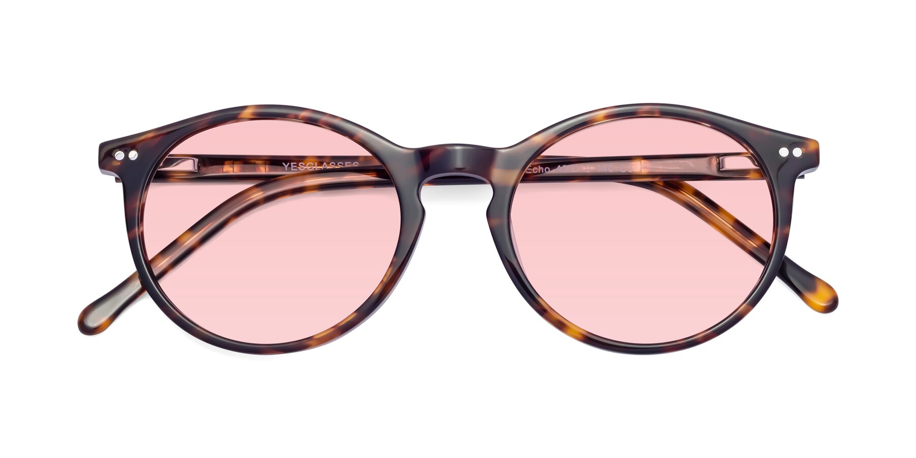 Folded Front of Echo in Tortoise with Light Garnet Tinted Lenses