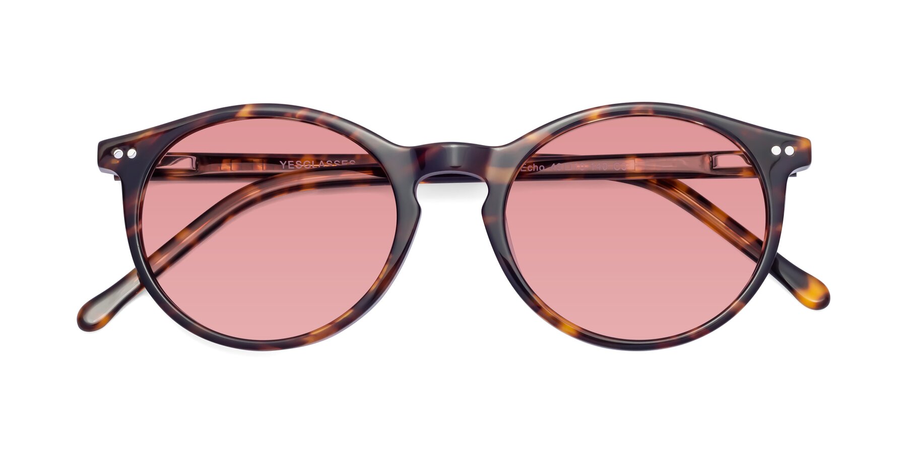 Folded Front of Echo in Tortoise with Medium Garnet Tinted Lenses