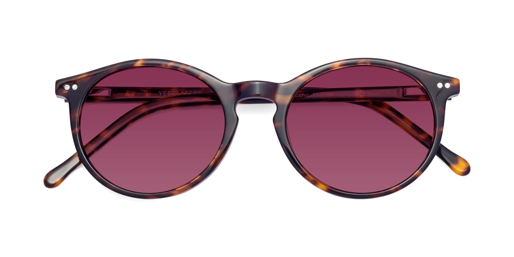 Folded Front of Echo in Tortoise with Wine Tinted Lenses