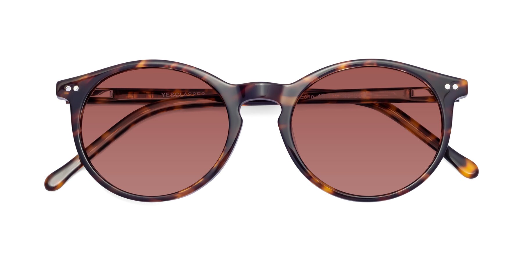 Folded Front of Echo in Tortoise with Garnet Tinted Lenses