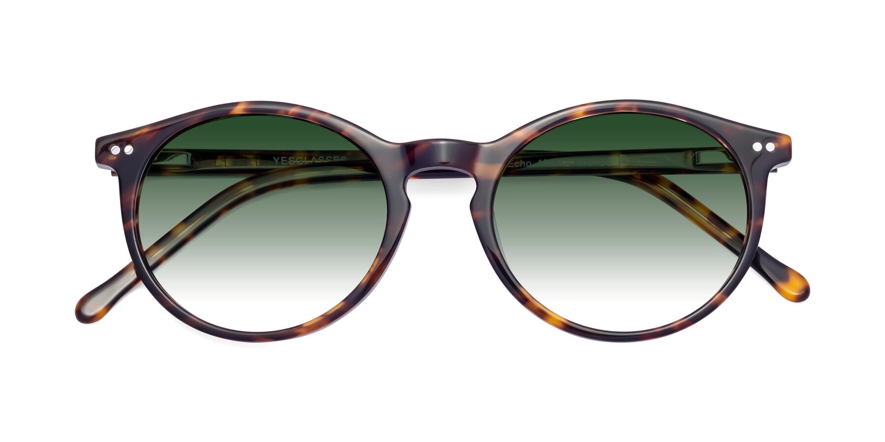 Folded Front of Echo in Tortoise with Green Gradient Lenses
