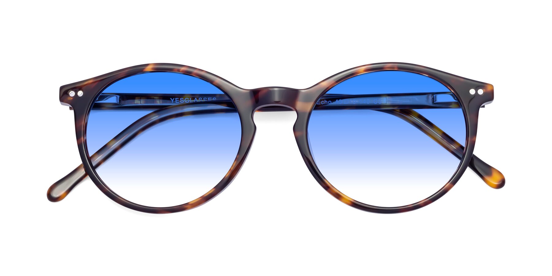 Folded Front of Echo in Tortoise with Blue Gradient Lenses