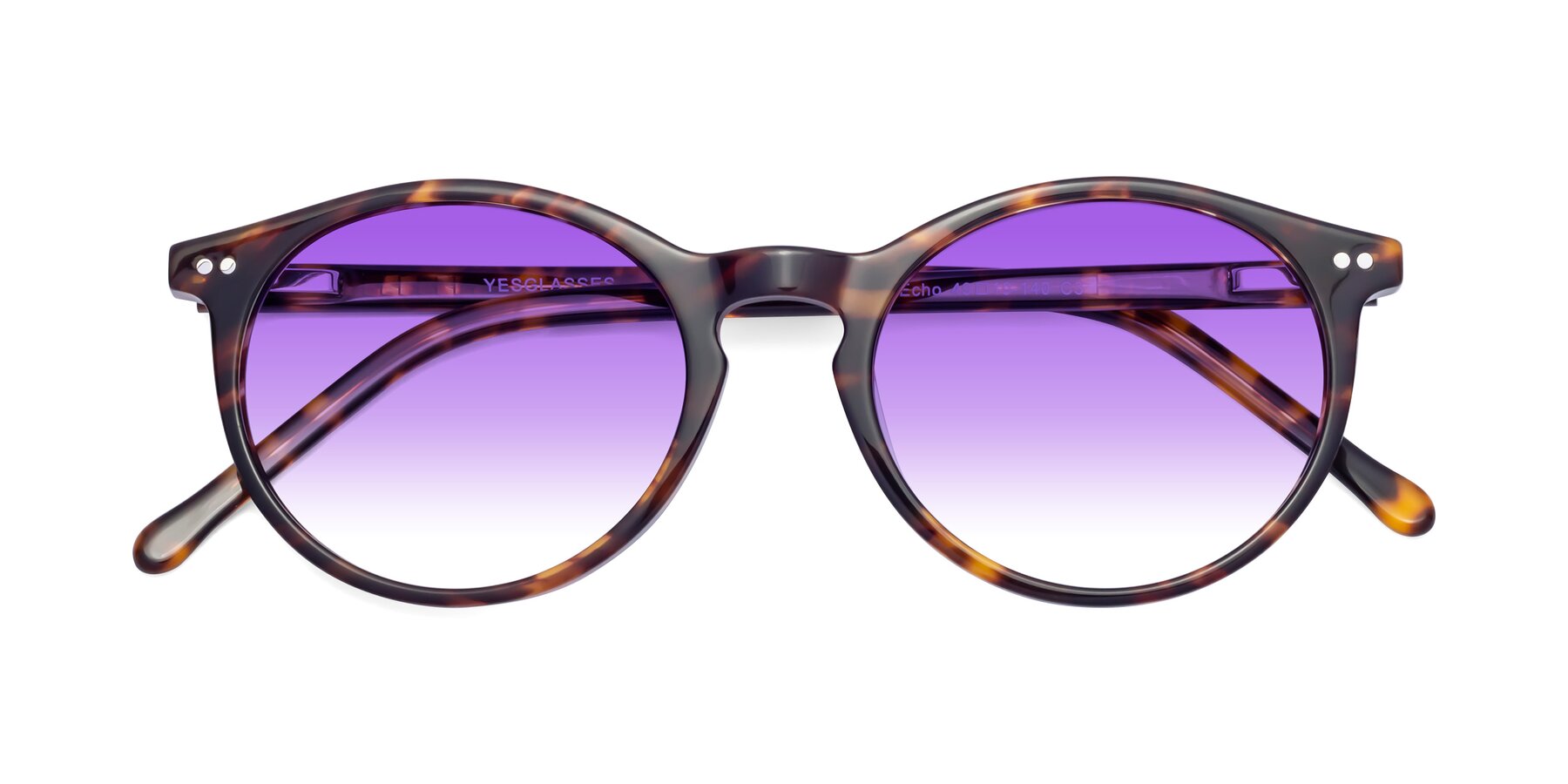 Folded Front of Echo in Tortoise with Purple Gradient Lenses