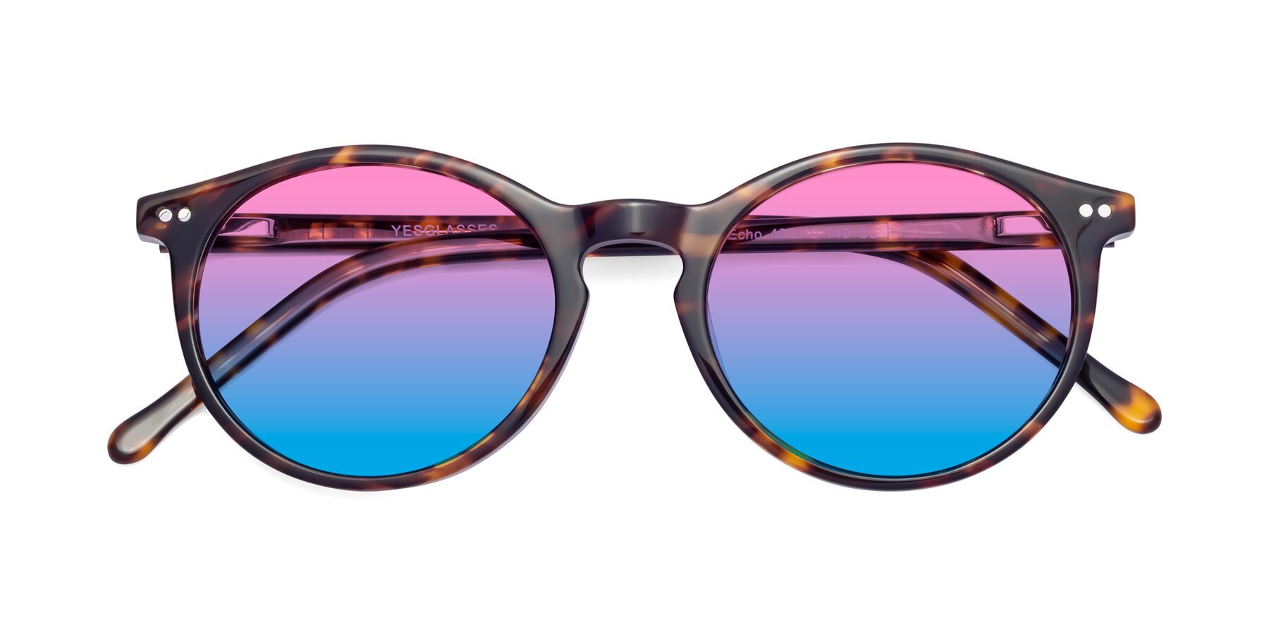 Folded Front of Echo in Tortoise with Pink / Blue Gradient Lenses