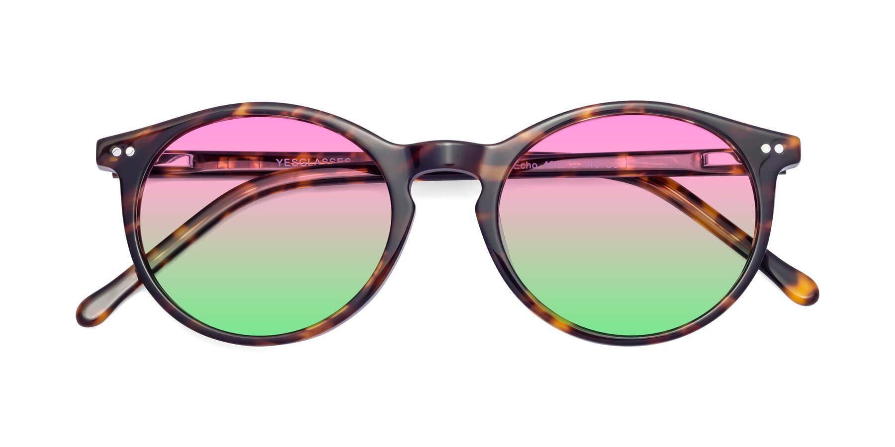 Folded Front of Echo in Tortoise with Pink / Green Gradient Lenses