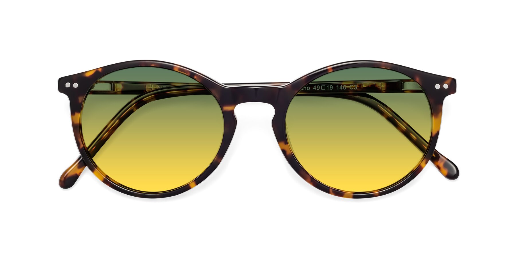 Folded Front of Echo in Tortoise with Green / Yellow Gradient Lenses