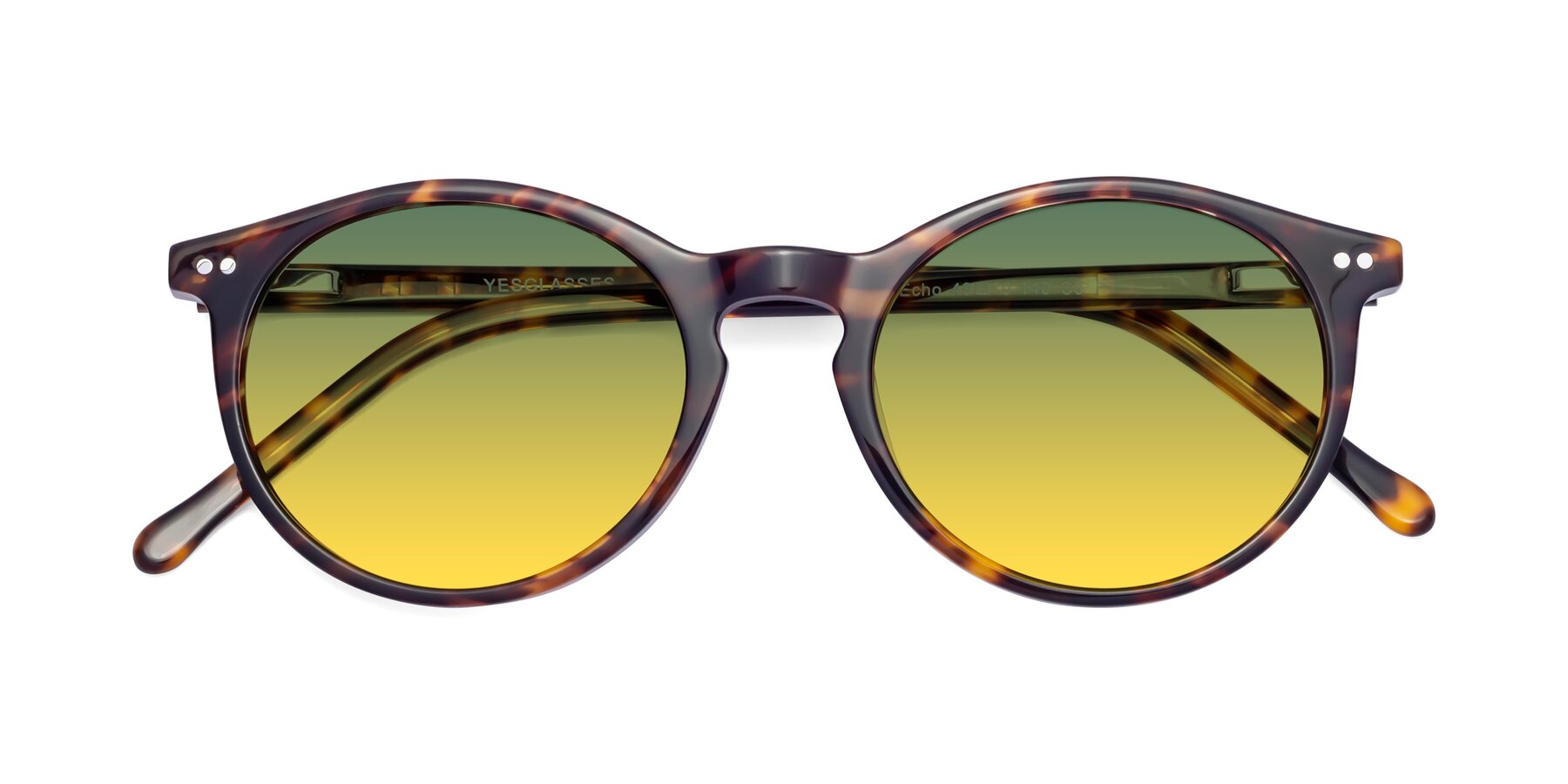 Folded Front of Echo in Tortoise with Green / Yellow Gradient Lenses