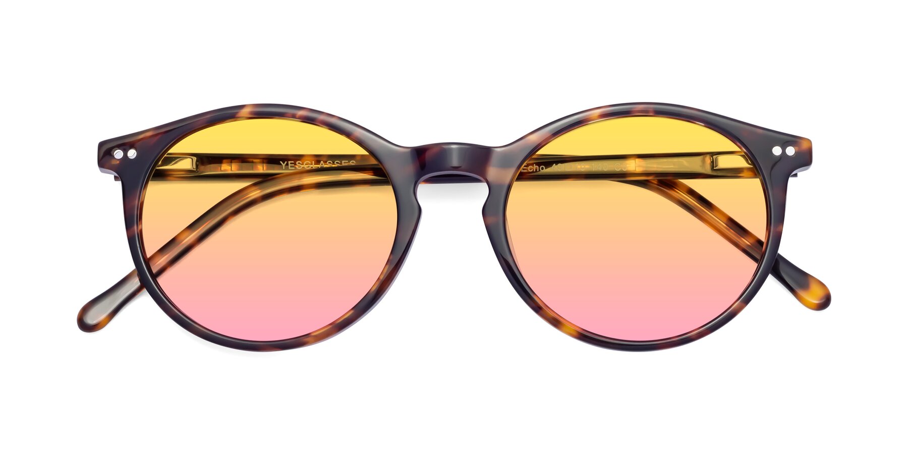 Folded Front of Echo in Tortoise with Yellow / Pink Gradient Lenses