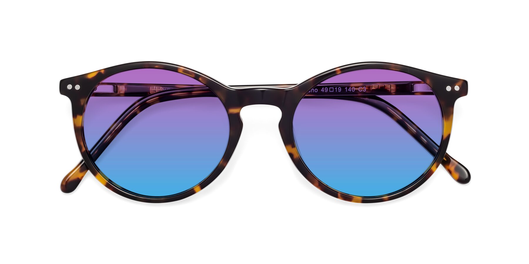Folded Front of Echo in Tortoise with Purple / Blue Gradient Lenses
