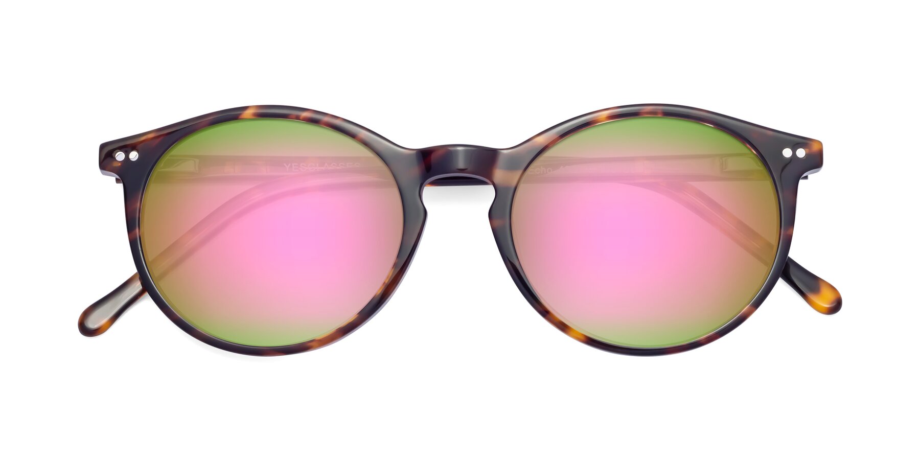 Folded Front of Echo in Tortoise with Pink Mirrored Lenses