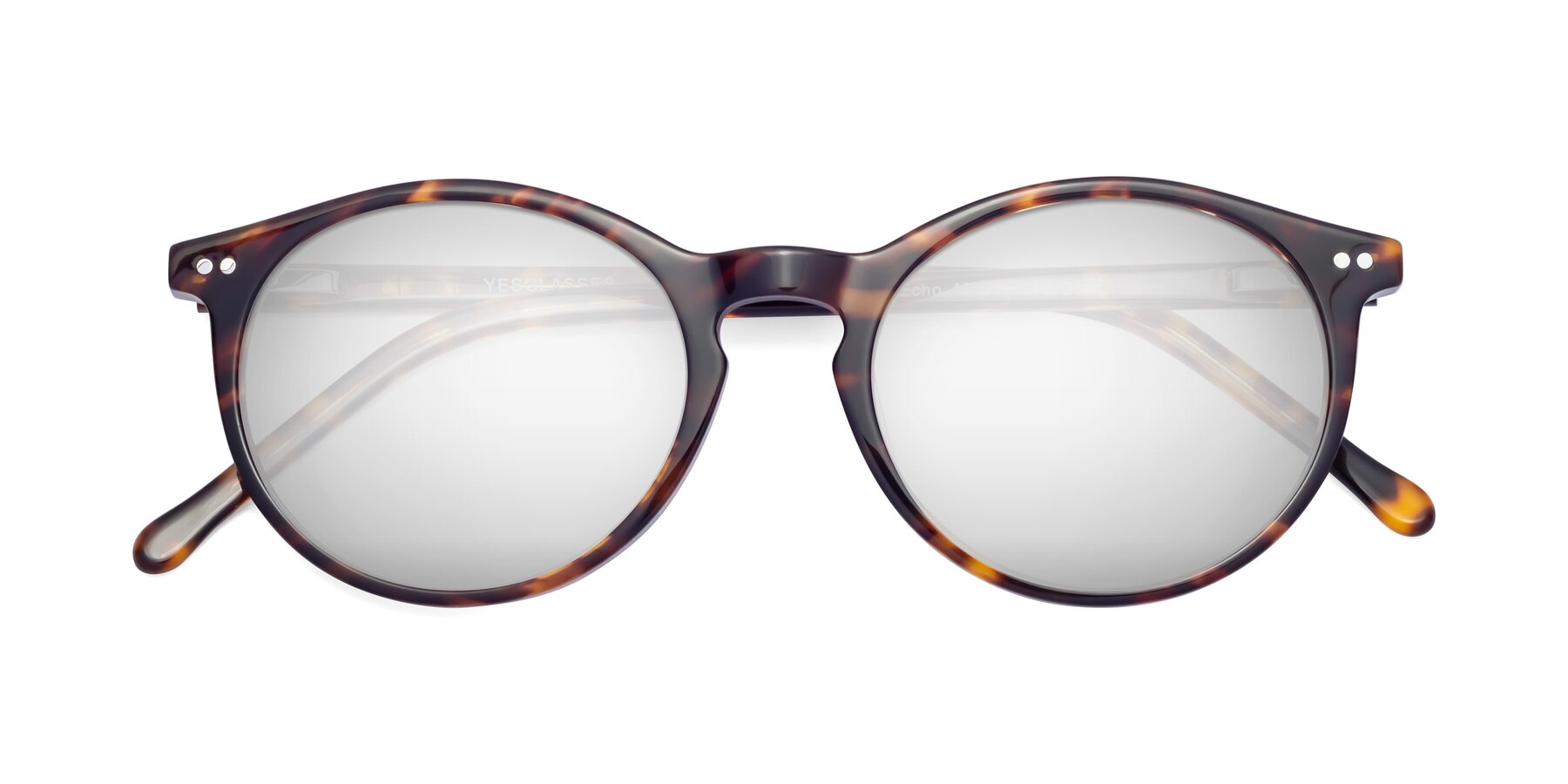 Folded Front of Echo in Tortoise with Silver Mirrored Lenses