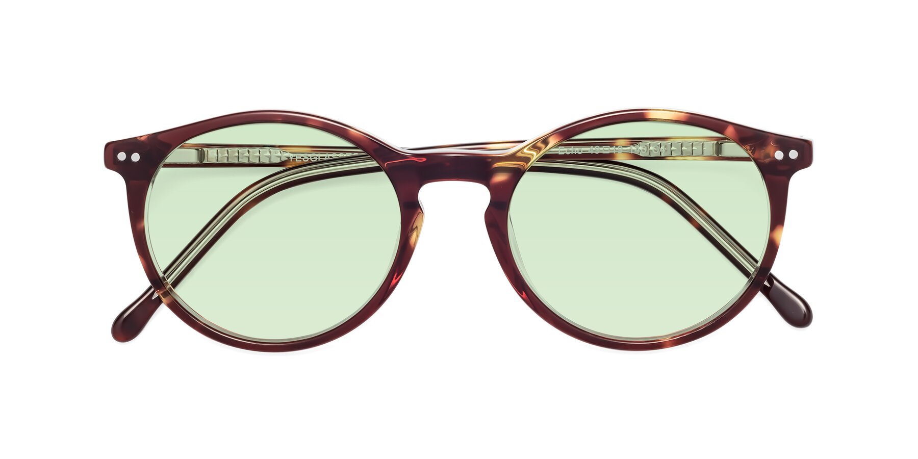 Folded Front of Echo in Tortoise-Clear with Light Green Tinted Lenses