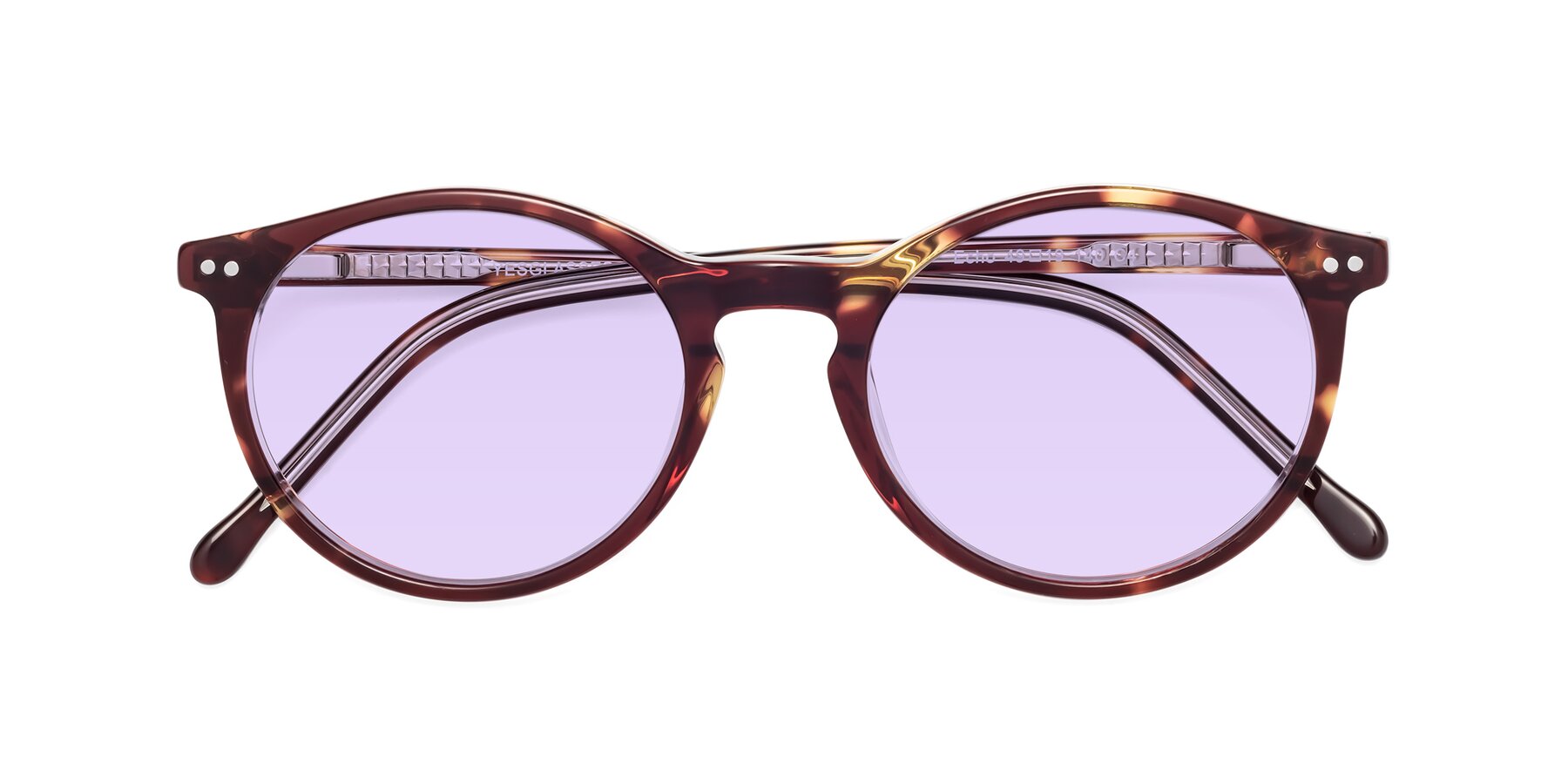 Folded Front of Echo in Tortoise-Clear with Light Purple Tinted Lenses