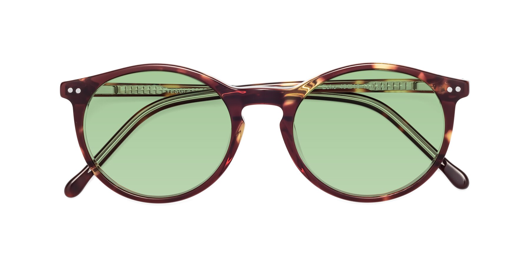 Folded Front of Echo in Tortoise-Clear with Medium Green Tinted Lenses