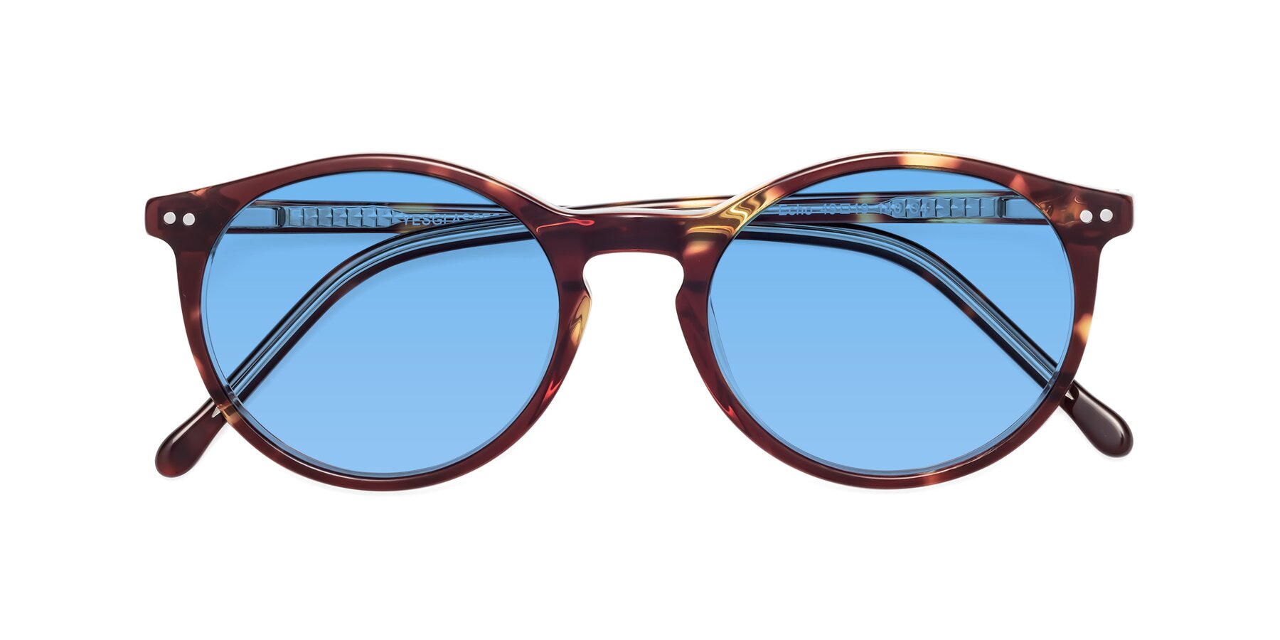 Folded Front of Echo in Tortoise-Clear with Medium Blue Tinted Lenses