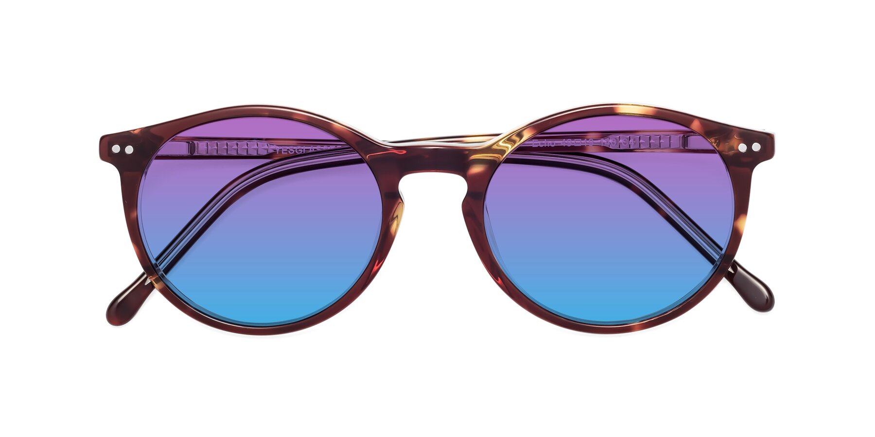 Folded Front of Echo in Tortoise-Clear with Purple / Blue Gradient Lenses