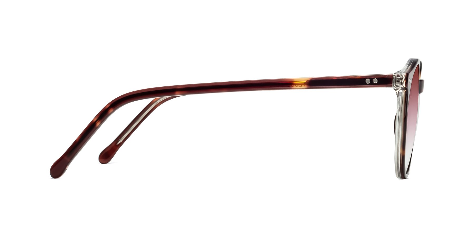 Side of Echo in Tortoise-Clear with Garnet Gradient Lenses