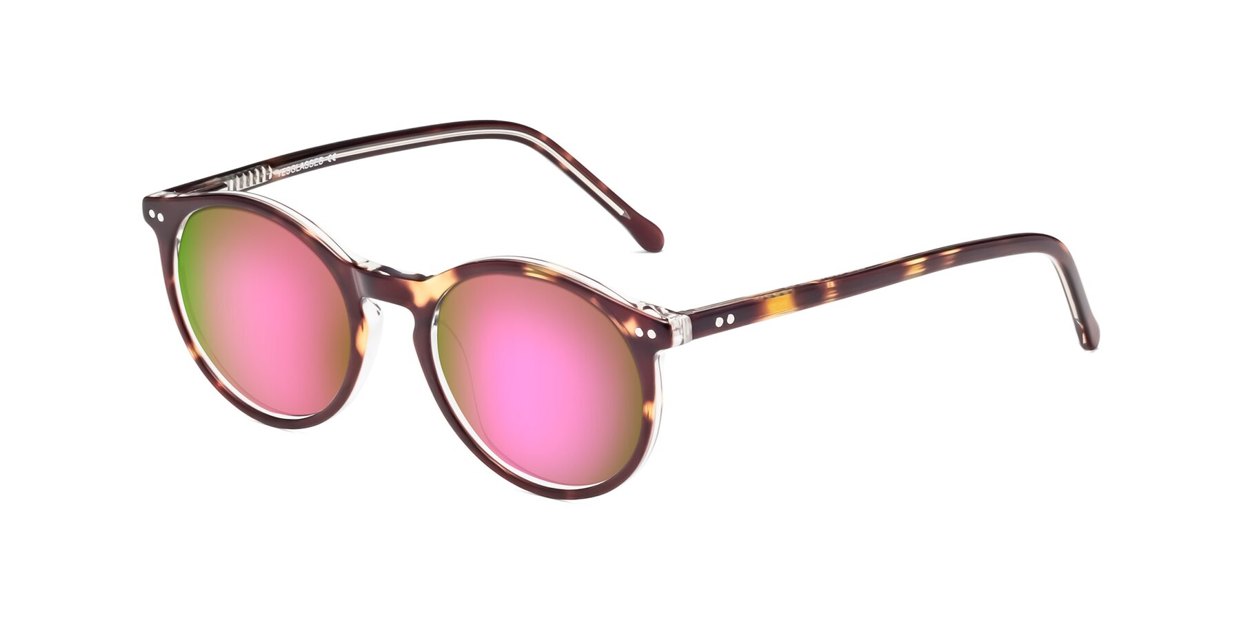 Angle of Echo in Tortoise-Clear with Pink Mirrored Lenses