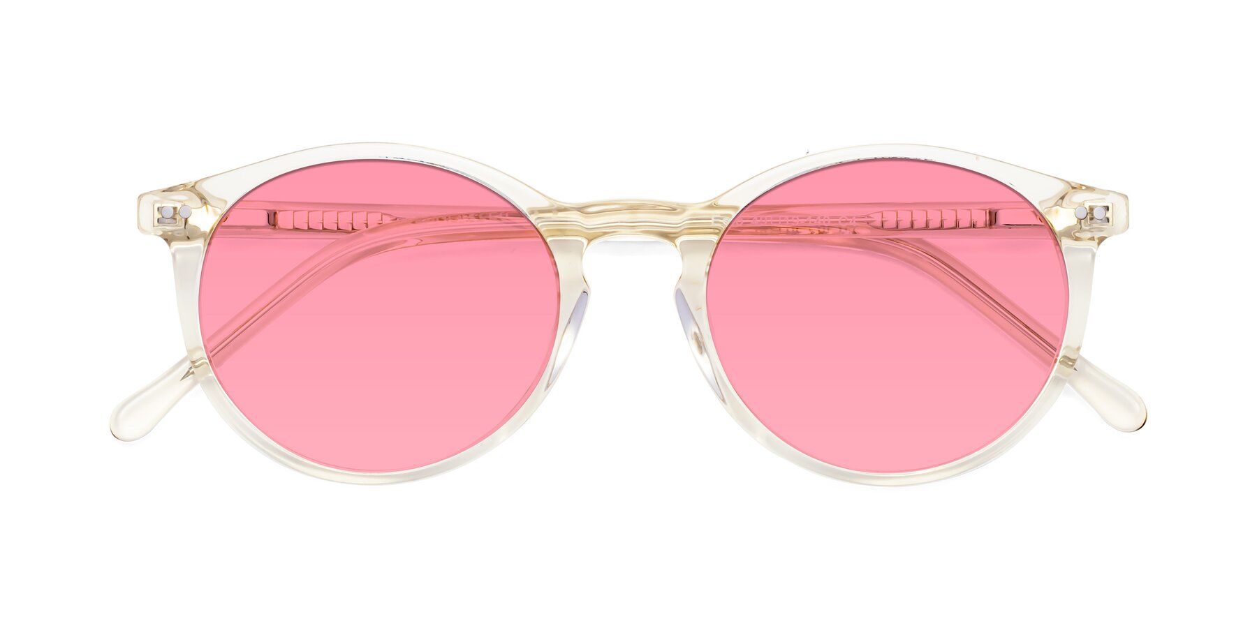 Folded Front of Echo in Light Amber with Pink Tinted Lenses