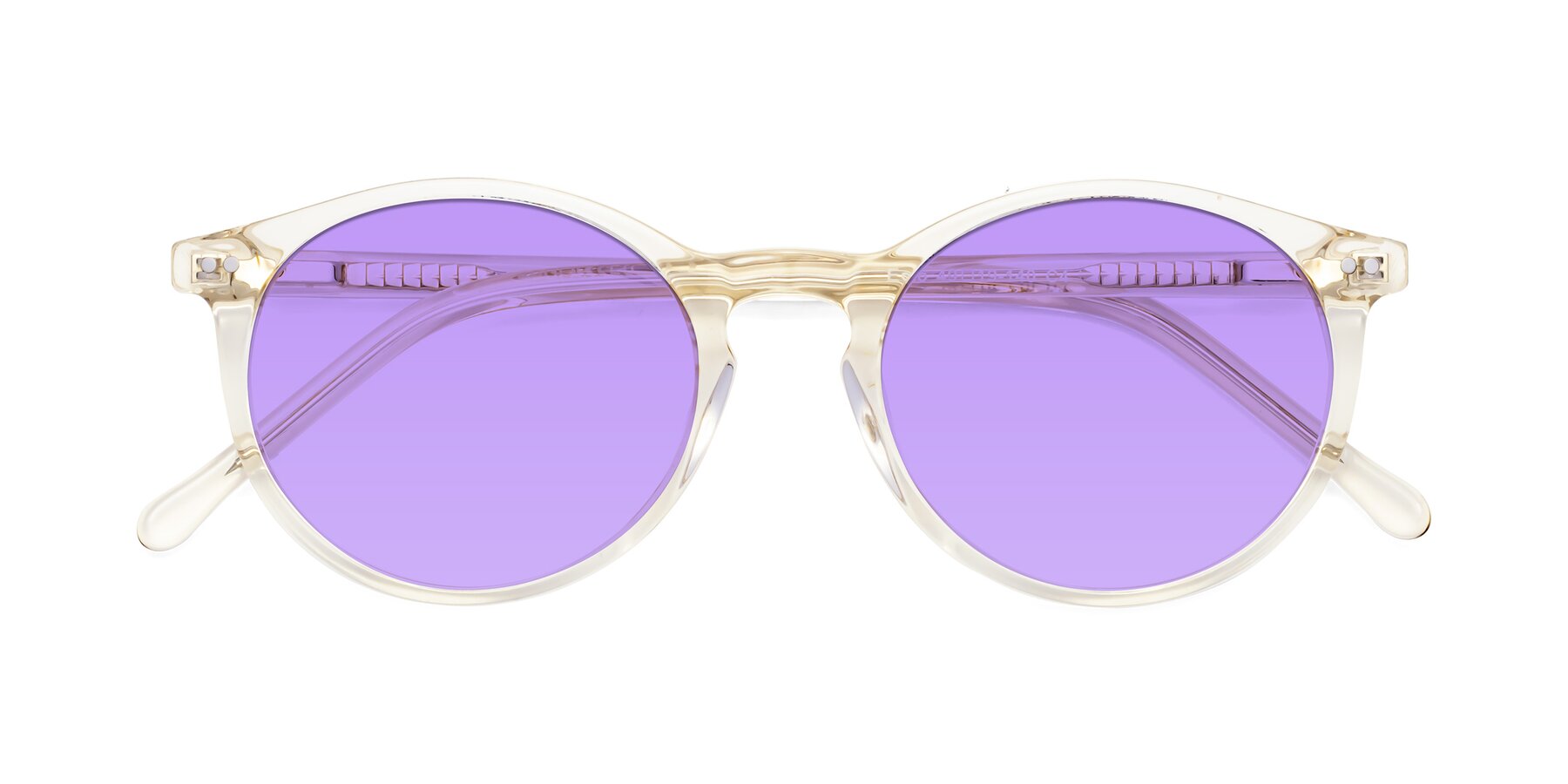 Folded Front of Echo in Light Amber with Medium Purple Tinted Lenses