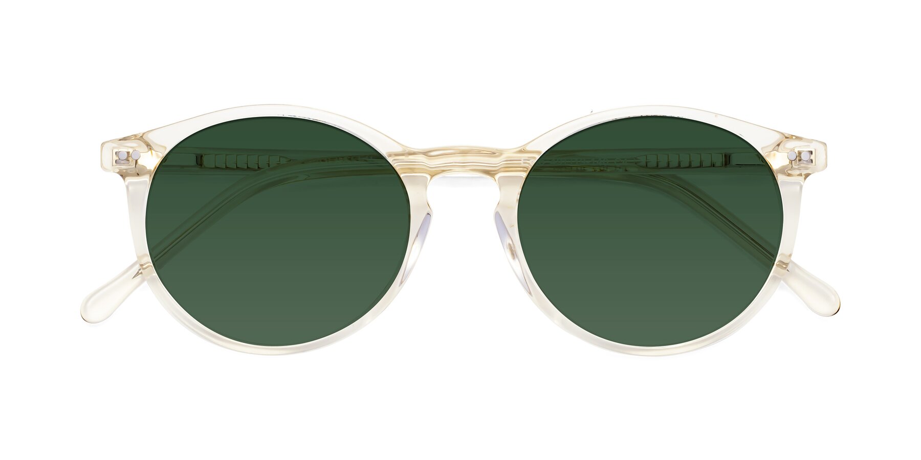 Folded Front of Echo in Light Amber with Green Tinted Lenses