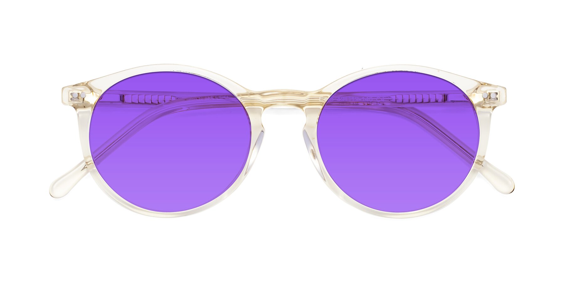 Folded Front of Echo in Light Amber with Purple Tinted Lenses