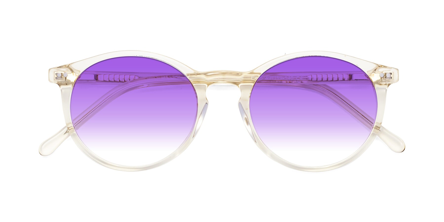 Folded Front of Echo in Light Amber with Purple Gradient Lenses