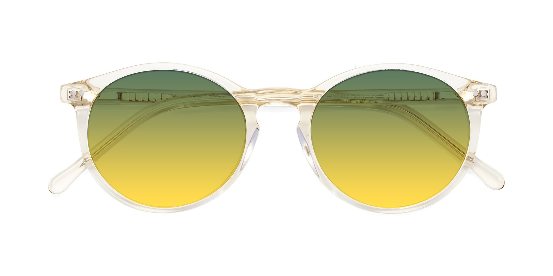 Folded Front of Echo in Light Amber with Green / Yellow Gradient Lenses
