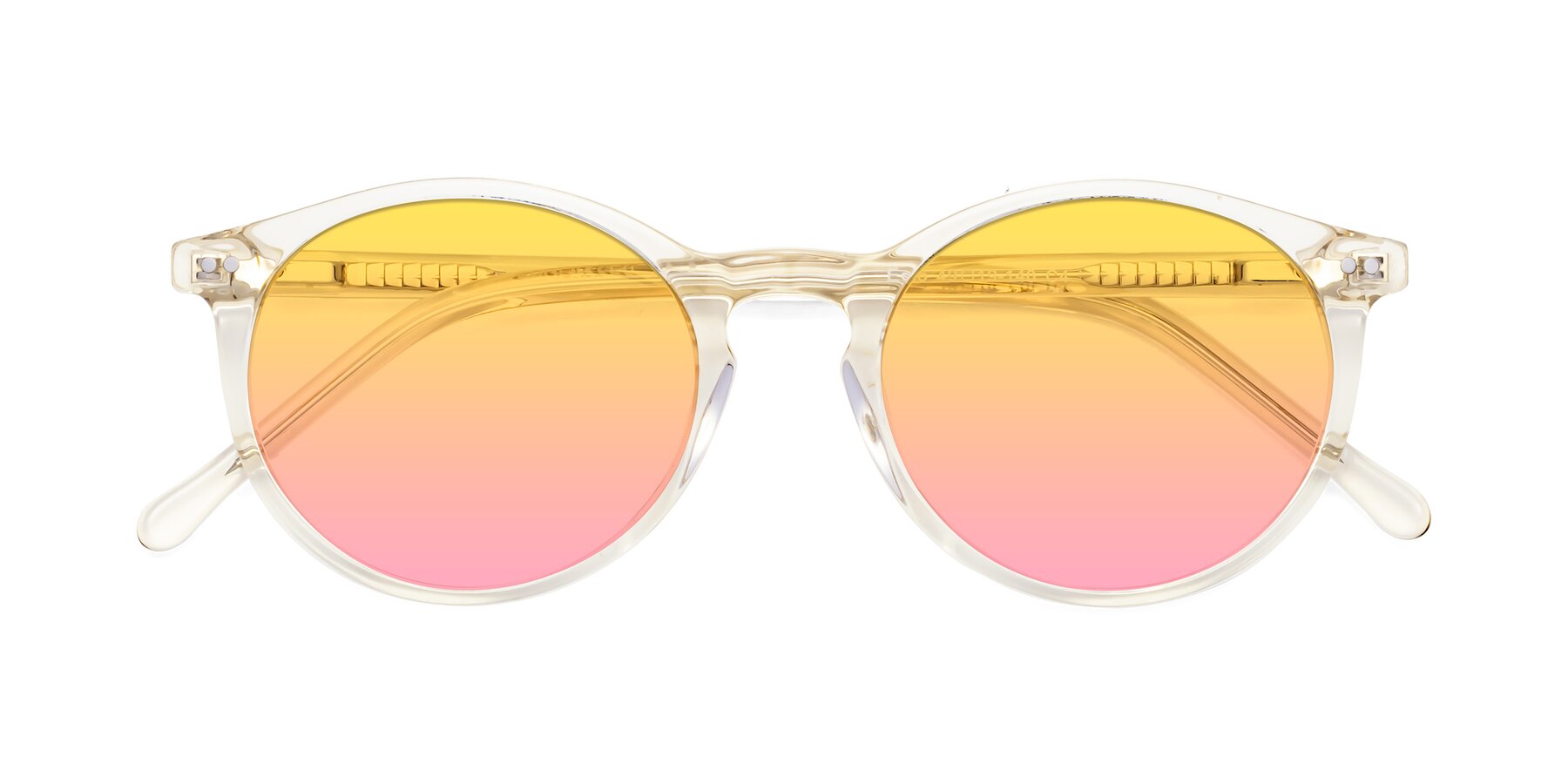 Folded Front of Echo in Light Amber with Yellow / Pink Gradient Lenses
