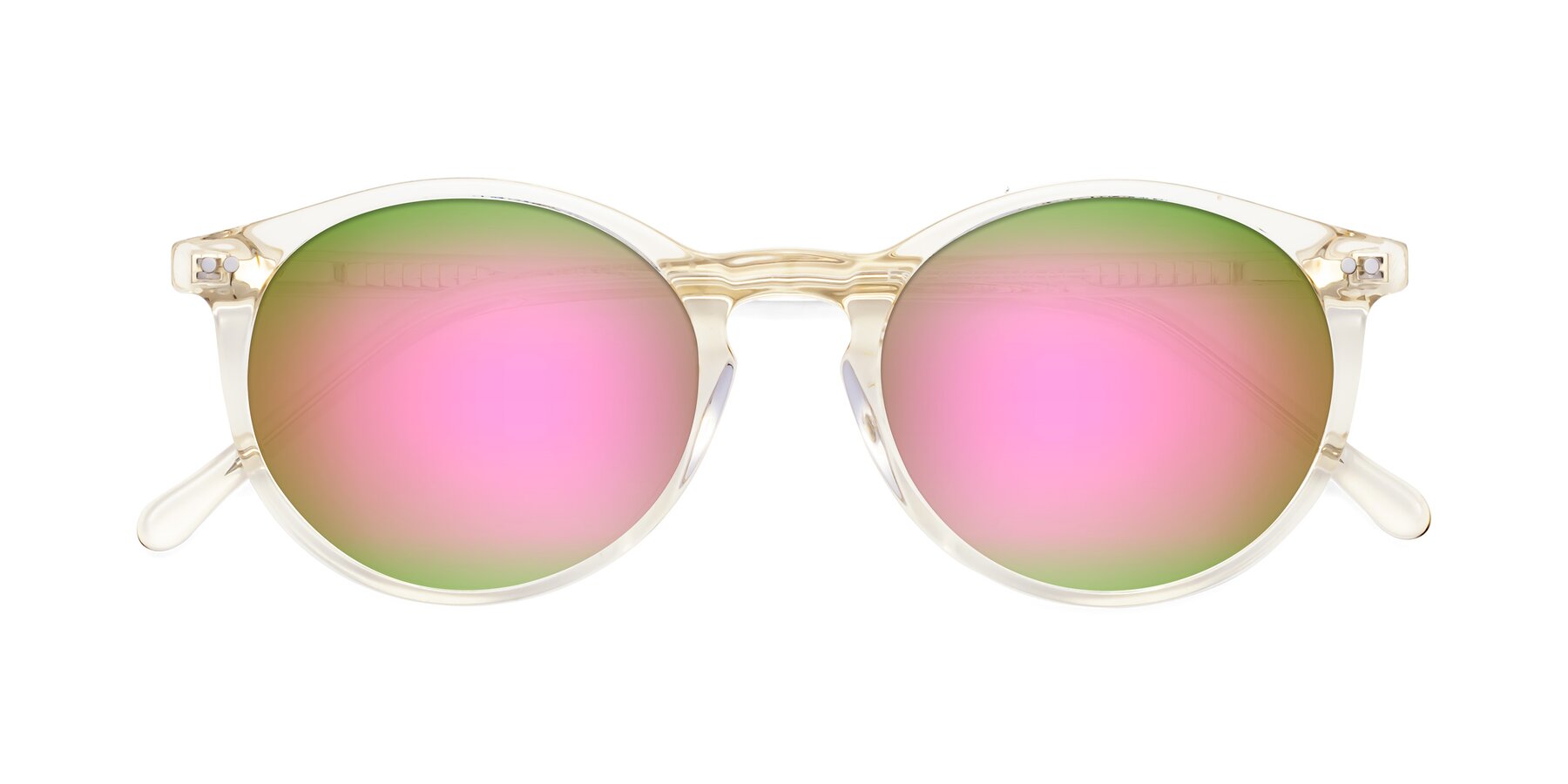 Folded Front of Echo in Light Amber with Pink Mirrored Lenses