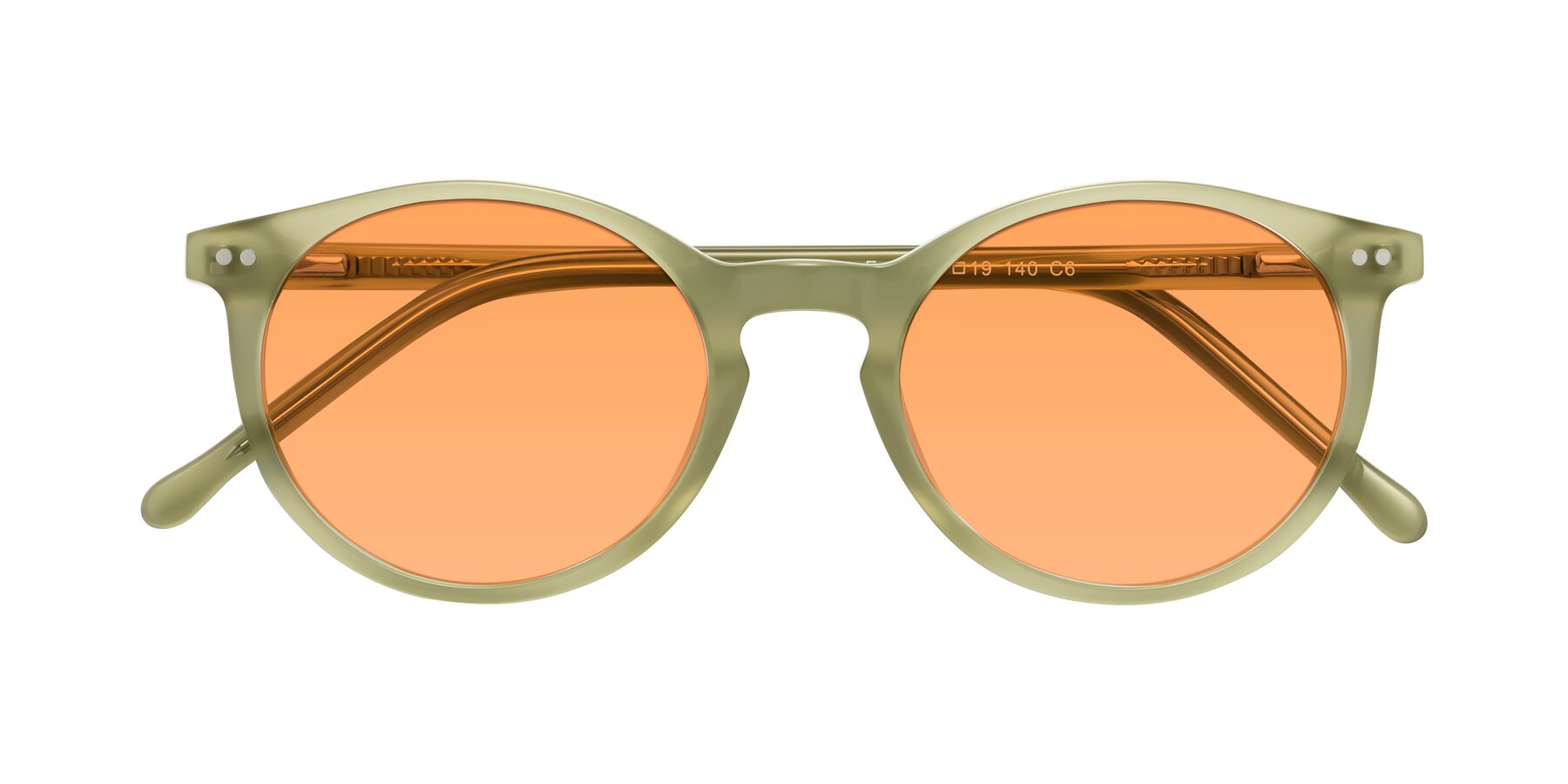 Folded Front of Echo in Olive with Medium Orange Tinted Lenses