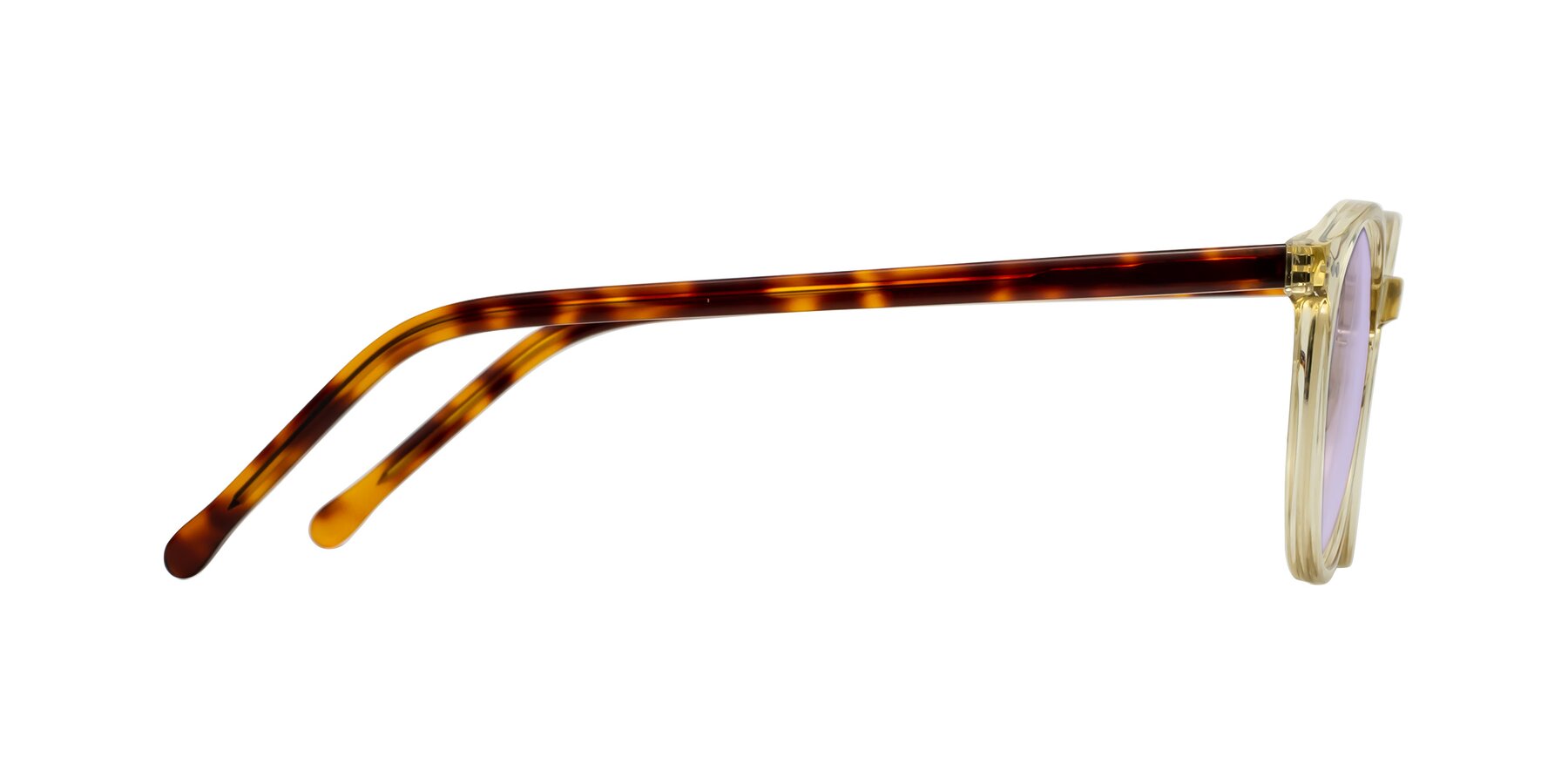 Side of Echo in Champagne-Tortoise with Light Purple Tinted Lenses