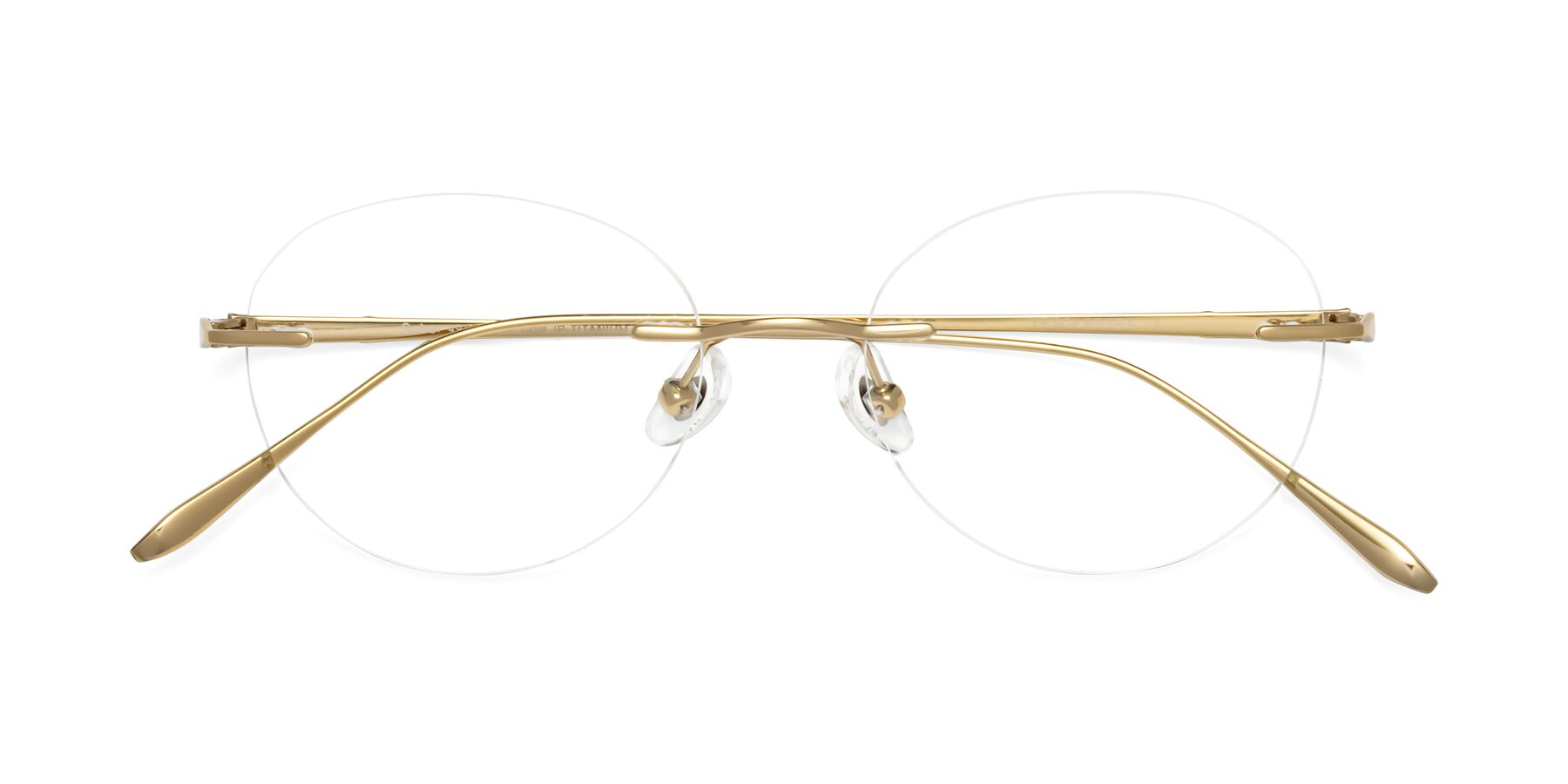 Folded Front of Sober in Gold with Clear Reading Eyeglass Lenses