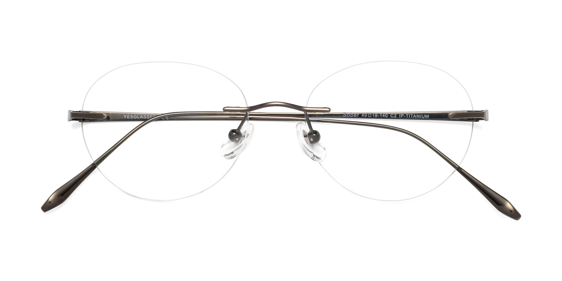 Folded Front of Sober in Gunmetal with Clear Eyeglass Lenses