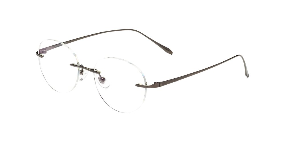 Gunmetal Titanium Oval Rimless Blue Light Glasses - Sober