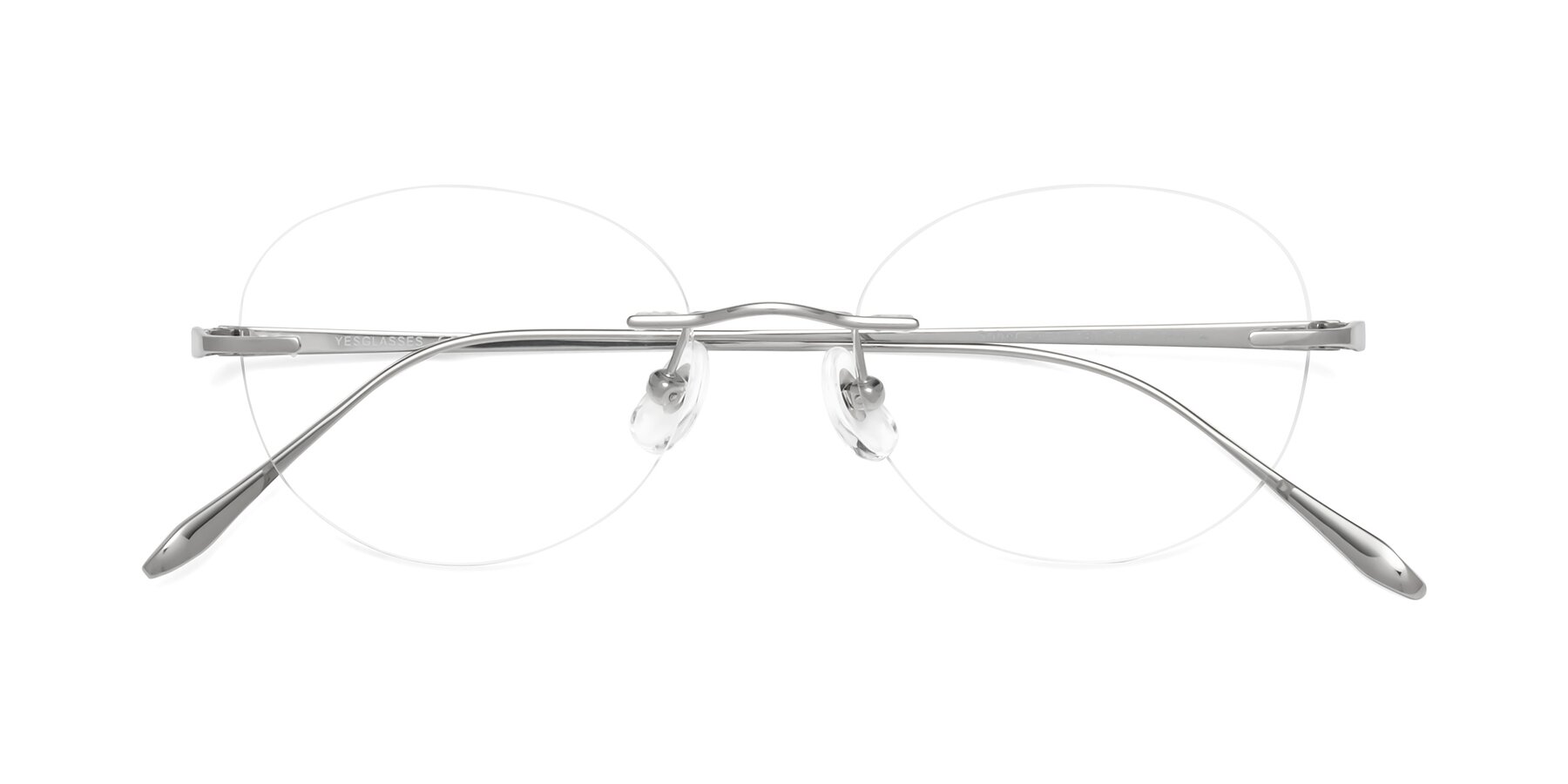 Folded Front of Sober in Silver with Clear Reading Eyeglass Lenses